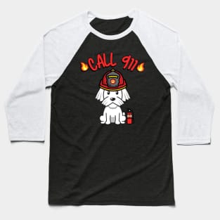 Cute white dog is a firefighter Baseball T-Shirt